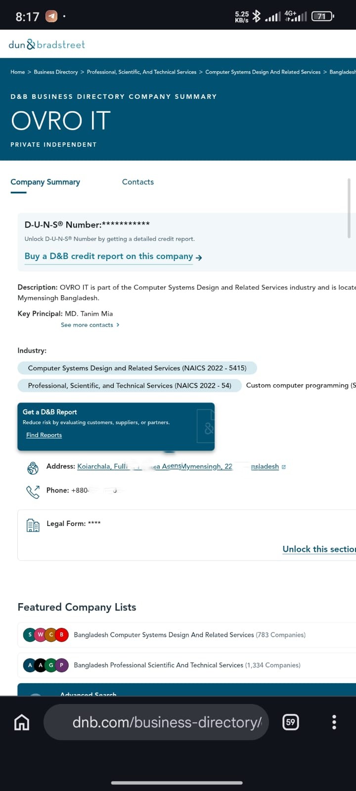 D-U-N-S Number registration proof #5 — verified business record obtained by NurApps
