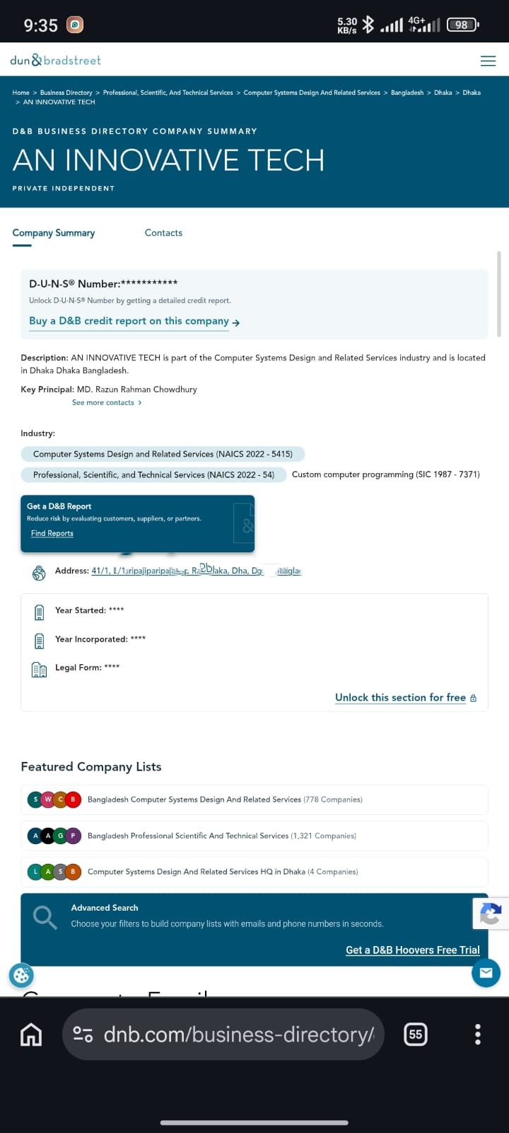 D-U-N-S Number registration proof #12 — verified business record obtained by NurApps