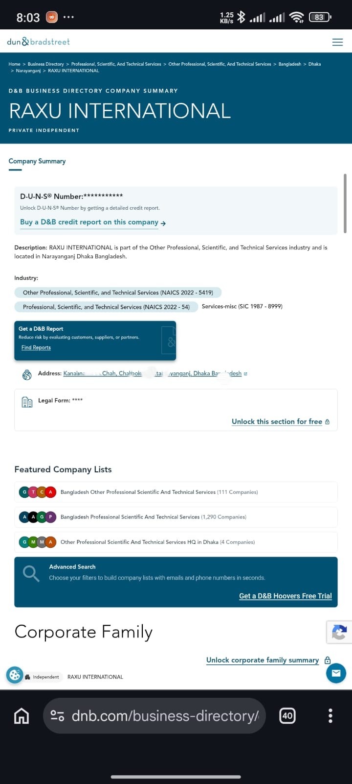 D-U-N-S Number registration proof #1 — verified business record obtained by NurApps